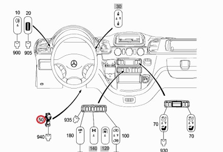 Перемикач Mercedes - (2E0945515C, 61310141214, 61310141216) MERCEDES-BENZ 0015456309