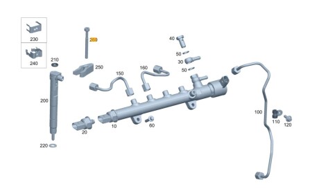 Болт кріплення форсунки MB Sprinter/Vito 2.2CDI OM651, M7x79 MERCEDES - ((0019902607, A0019902607)) MERCEDES-BENZ 0019902607