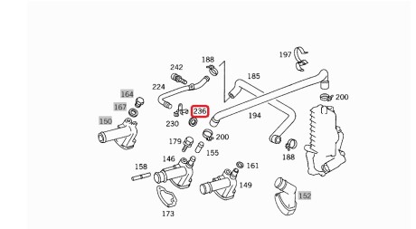 Прокладка системи охолодження ущільнююча MB Sprinter - ((A0129975148, 0129975148, 0169976148)) MERCEDES-BENZ 0169976148
