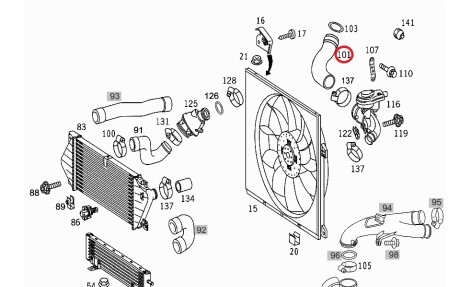 Патрубок Mercedes - MERCEDES-BENZ 1635016182