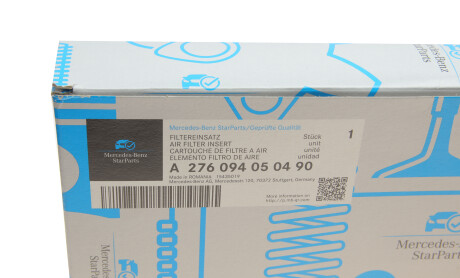 Фото 4 - Повітряний фільтр MERCEDES-BENZ 276094050490