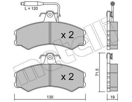 Комплект тормозных колодок, дисковый тормоз - Metelli 22-0031-0