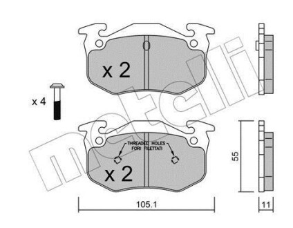 Комплект тормозных колодок, дисковый тормоз - Metelli 22-0038-1