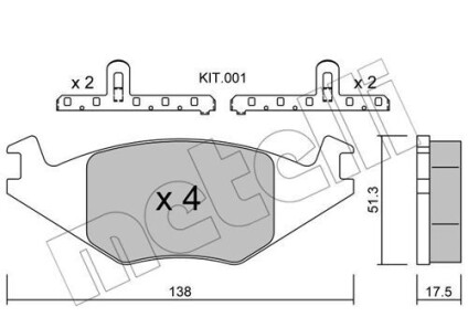 Колодки гальмівні (передні) Seat Cordoba/Ibiza 94-02/VW Golf/Jetta/Polo 81-94/Passat B1/B2 79-88 - Metelli 22-0047-0K