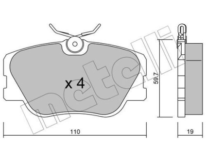 Комплект гальмівних колодок (дискових) - Metelli 22-0061-0