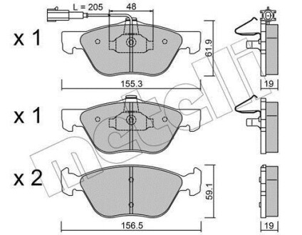 Комплект тормозных колодок, дисковый тормоз - Metelli 22-0083-2