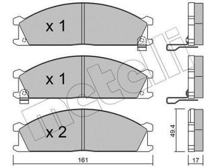 Комплект тормозных колодок, дисковый тормоз - Metelli 22-0107-1