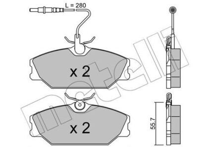 Комплект гальмівних колодок (дискових) - (e172587, E172219, E172201) Metelli 22-0142-0