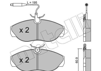 Колодки гальмівні (передні) Citroen Jumper/Fiat Ducato/Peugeot Boxer 94-02 (+датчики) - Metelli 22-0154-0