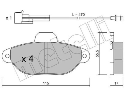 Комплект тормозных колодок, дисковый тормоз - Metelli 22-0159-0