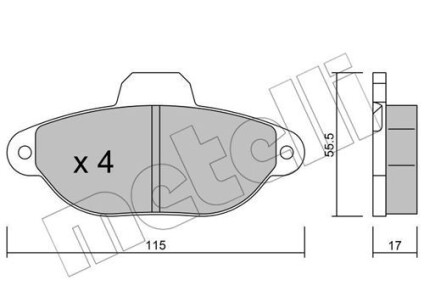 Комплект гальмівних колодок (дискових) - (bs512k021ba, 9s512k021bb, 9s512k021bc) Metelli 22-0159-1