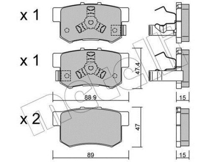 Комплект гальмівних колодок (дискових) - (43022TP6A01) Metelli 22-0173-1