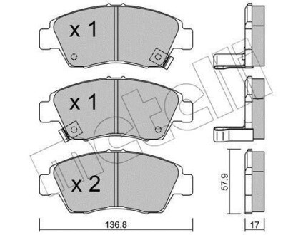 Комплект гальмівних колодок (дискових) - (45022SO4V12, 45022SR3V10, 45022SO4V11) Metelli 22-0175-0