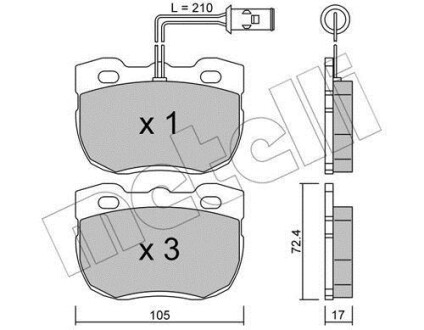 Колодки гальмівні (передні) Land Rover Discovery/Range Rover 88-98 (+ датчик) - (rtc6781, stc8571, stc8572) Metelli 22-0177-0