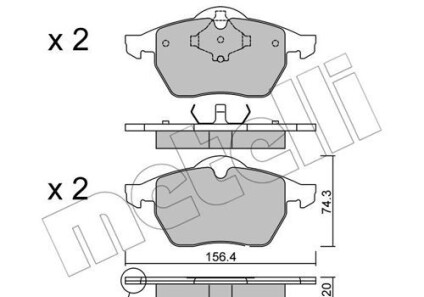 Комплект гальмівних колодок (дискових) - (8D0698151A, 8DO698151A, 3A0698151) Metelli 22-0181-2