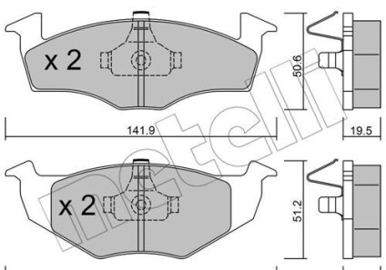 Комплект тормозных колодок, дисковый тормоз - Metelli 22-0206-1