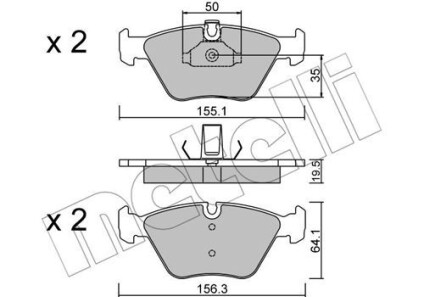 Комплект гальмівних колодок (дискових) - (6761280, 6761278, 34116761278) Metelli 22-0207-0