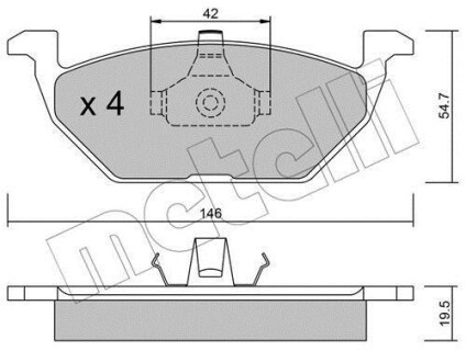 Комплект тормозных колодок, дисковый тормоз - (1J0698151) Metelli 22-0211-0 (фото 1)