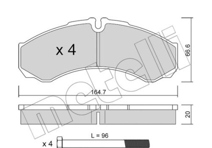 Комплект гальмівних колодок (дискових) - (2995693, 42548194, 5001844747) Metelli 22-0212-0