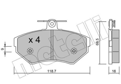 Комплект гальмівних колодок (дискових) - (1HM698151, 1HM698151A, 357698151D) Metelli 22-0215-1