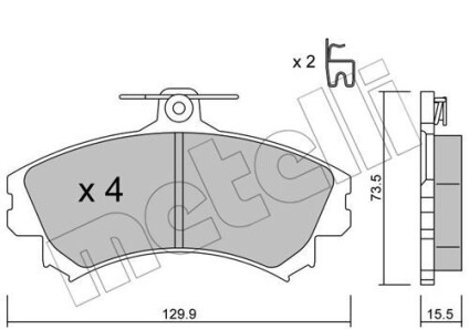 Комплект гальмівних колодок (дискових) - (x3511007, MZ690593, MZ690336) Metelli 22-0216-0