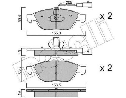 Комплект тормозных колодок, дисковый тормоз - (77362251, 77362327, 71770957) Metelli 22-0220-0