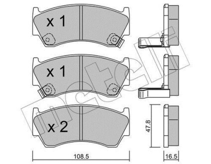 Комплект тормозных колодок, дисковый тормоз - Metelli 22-0277-0