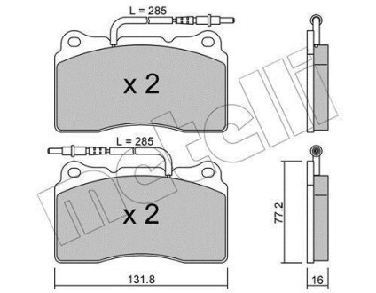 Комплект тормозных колодок, дисковый тормоз - Metelli 22-0288-2