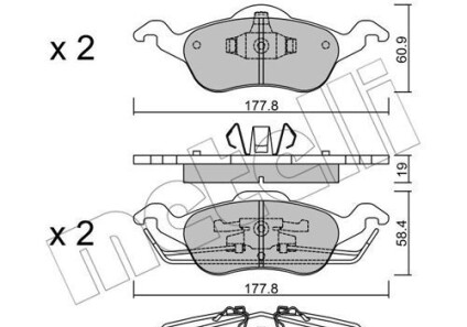 Комплект гальмівних колодок (дискових) - (1075558, 1107697, 1136519) Metelli 22-0291-0