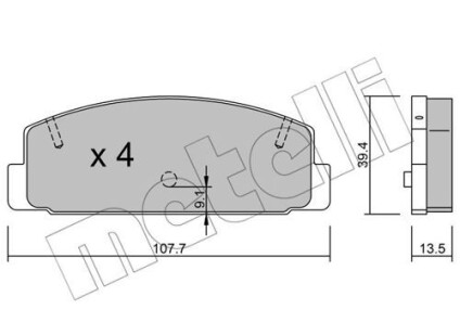 Комплект гальмівних колодок (дискових) - (gaye2643za, ay060ma002, g5y62648z) Metelli 22-0302-1