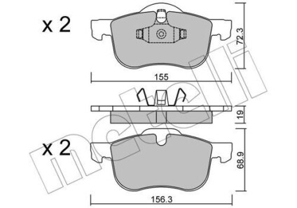 Комплект гальмівних колодок (дискових) - (2724011, 272401, 30648386) Metelli 22-0309-0