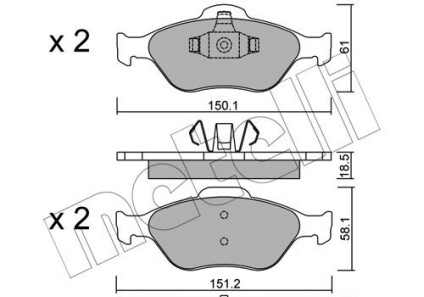 Комплект гальмівних колодок (дискових) - (ddy23328z, meys6j2k021dd, ys612k021da) Metelli 22-0316-0