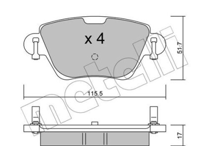 Комплект гальмівних колодок (дискових) - (c2S38068, C2S33408, C2S20893) Metelli 22-0319-0