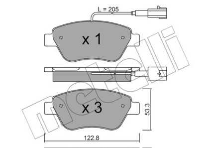 Комплект тормозных колодок, дисковый тормоз - (77364893) Metelli 22-0321-0