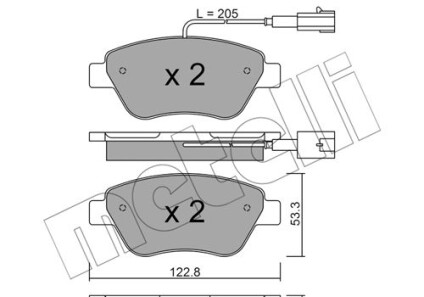 Комплект гальмівних колодок (дискових) - (4254C8, 77365651) Metelli 22-0321-3