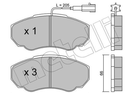 Колодки гальмівні (передні) Citroen Jumper/Fiat Ducato/Peugeot Boxer 94- R15(з датчиком) - Metelli 22-0325-0