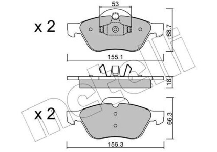 Колодки гальмівні (передні) Renault Laguna II/III 01-15/Megane II 03-/Wind 10- - (410600012R, 410607690R, 7701206598) Metelli 22-0335-0