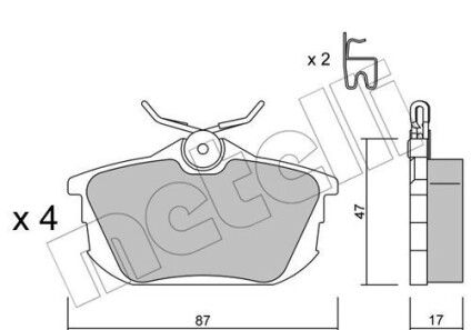 Комплект гальмівних колодок (дискових) - Metelli 22-0347-0