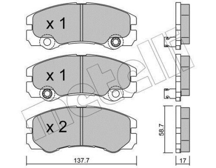 Комплект тормозных колодок, дисковый тормоз - (1605002, 1605084, 1605978) Metelli 22-0357-1