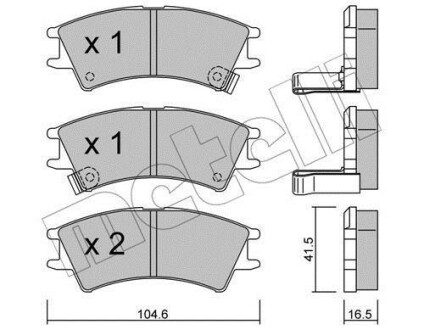 Комплект тормозных колодок, дисковый тормоз - (5810102A00) Metelli 22-0361-0