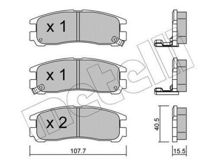 Комплект гальмівних колодок (дискових) - (mb858463, mb858380, mr205269) Metelli 22-0398-0