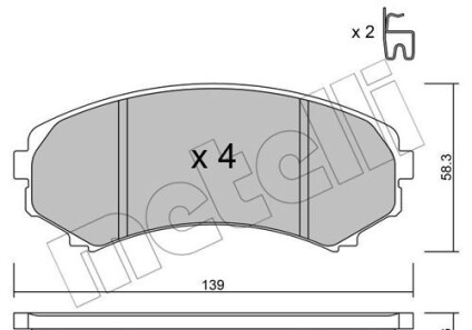 Комплект гальмівних колодок (дискових) - (4605A041, MN116445, MZ690340) Metelli 22-0399-0