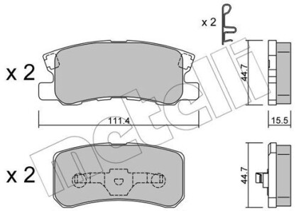 Комплект гальмівних колодок (дискових) - (mz690574) Metelli 22-0400-0