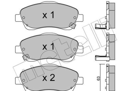 Колодки гальмівні (передні) Toyota Avensis 03-08/Corolla Verso 04-09 - (0446505280, 04465YZZEB, 0446505270) Metelli 22-0450-0