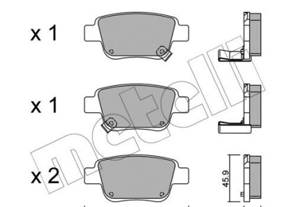 Комплект гальмівних колодок (дискових) - Metelli 22-0451-0