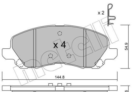 Комплект тормозных колодок, дисковый тормоз - Metelli 22-0481-0