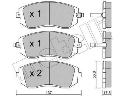 Комплект гальмівних колодок (дискових) - (26296AJ02A, 26296FJ010, 26296FJ020) Metelli 22-0500-0