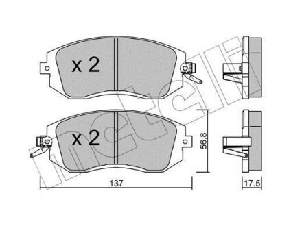 Комплект гальмівних колодок (дискових) - (26225SC030, 26296SC010) Metelli 22-0500-1