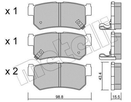 Комплект тормозных колодок, дисковый тормоз - Metelli 22-0519-0