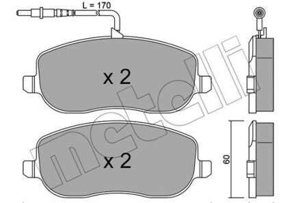 Колодки гальмівні (передні) Citroen C8 02-/Jumpy/Fiat Scudo/Peugeot Expert 95-06/807 02- (+датчики) - (425457, 425231, 77362236) Metelli 22-0530-0